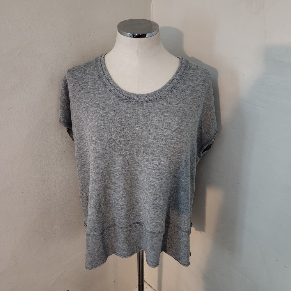 SIX FIFTY Gray Heathered Knit Dolman Sleeve‎ Tunic Top Shirt Womens Size L